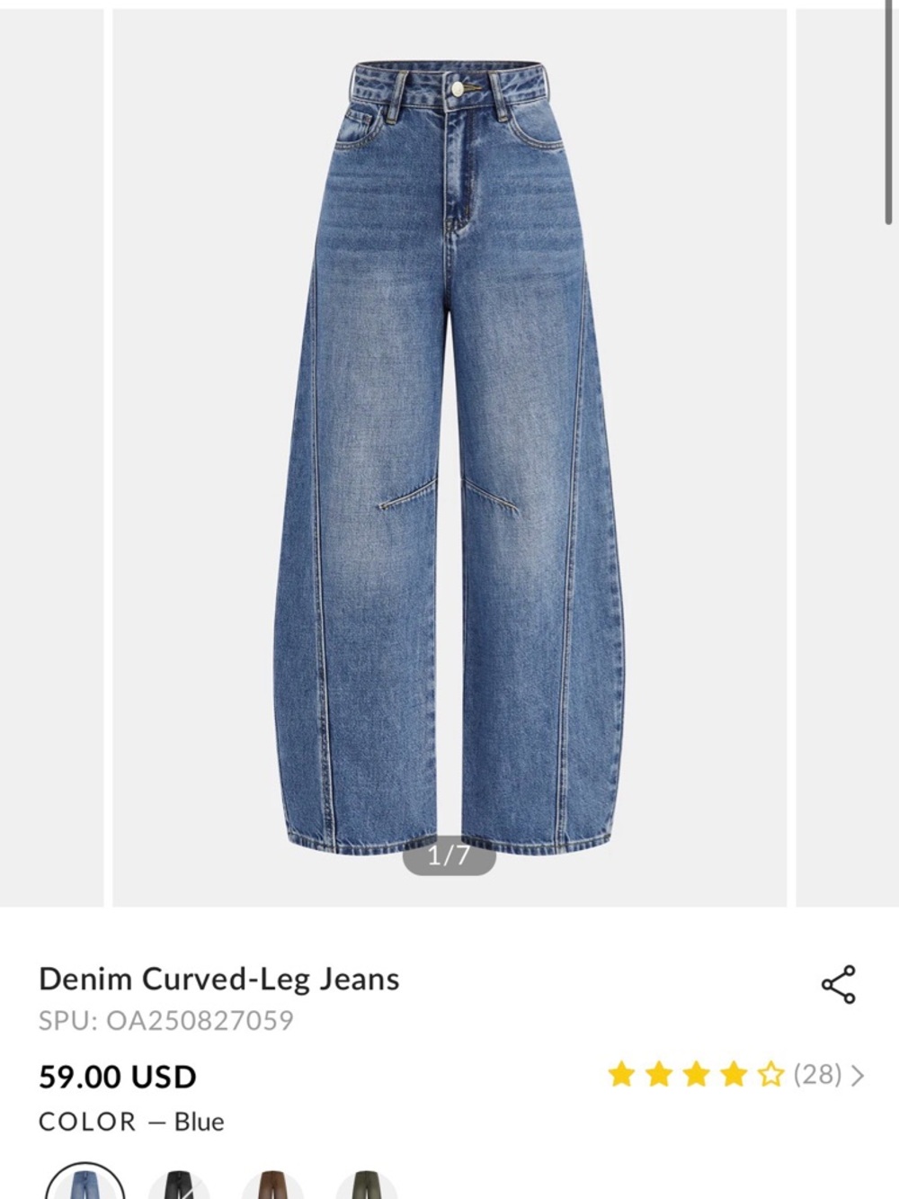 Commense Barrel Leg Curved Jeans